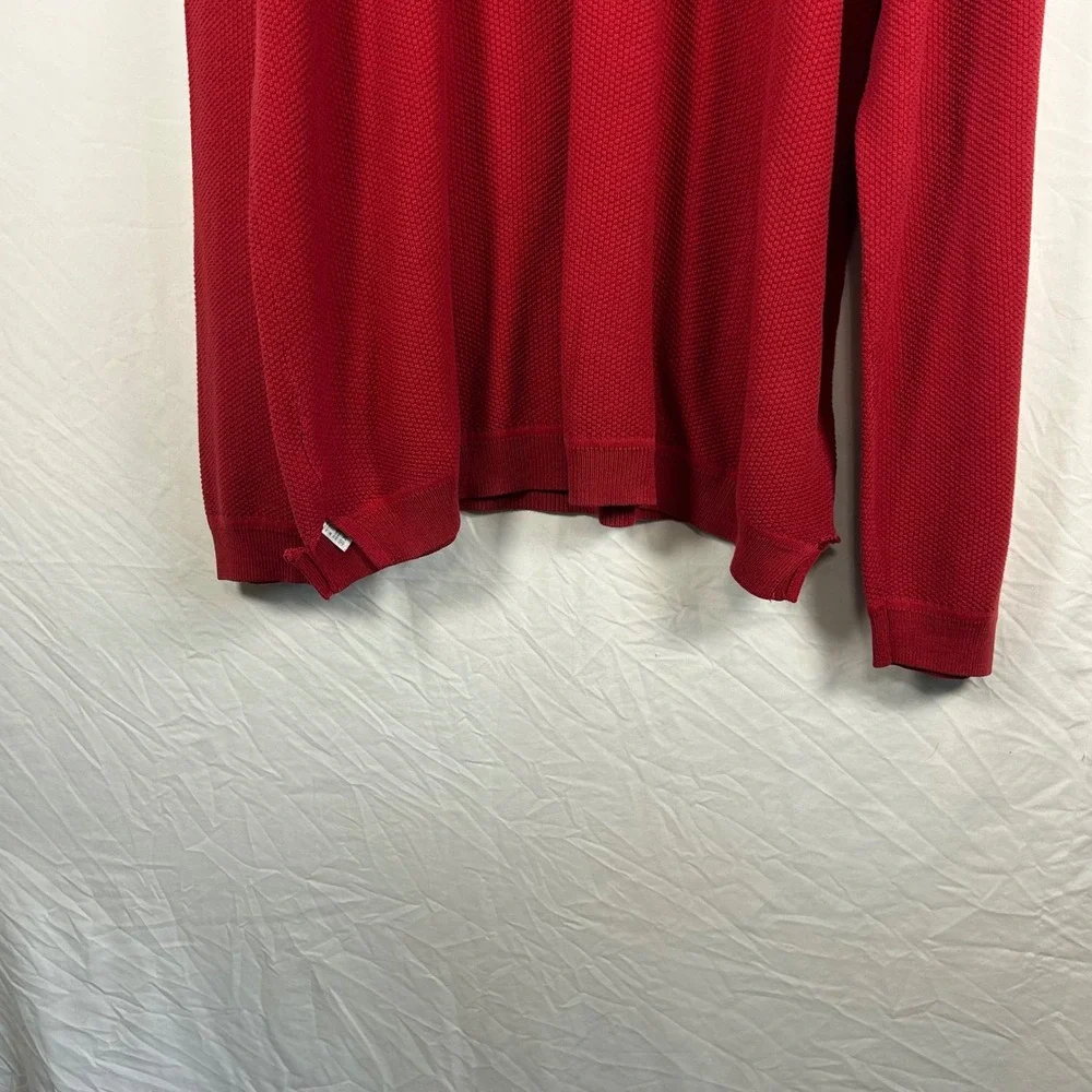 Tommy‎ Bahama Sweater Mens XL Red V-Neck Waffle Knit Cotton Long Sleeve